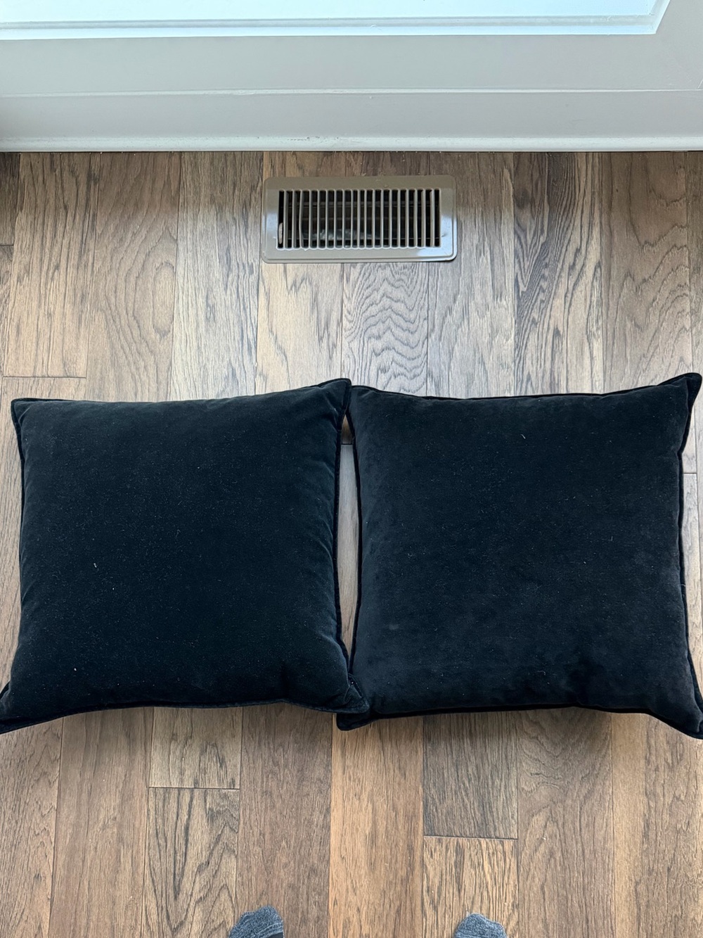 Crate&Barrel Pair of Black Velvet Accent Pillows